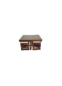 Wooden Coffee Table with 4 Stools For Living/Cafe/Restaurant