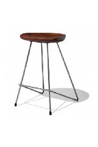 Wooden Top Bar Stool with Iron Cross Legs