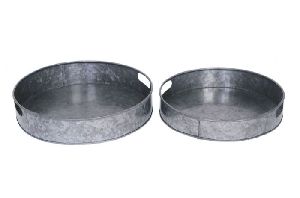 13.5 Inch Galvanized Metal Serving Tray