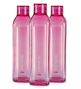 Cello Venice Plastic Water Bottle Companion for Life Set, 1 Litre, Set of 3