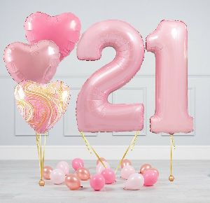 Number 21 & 3 Heart Shape Balloons