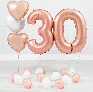 Number 30 &amp; 3 Heart Shape Balloons