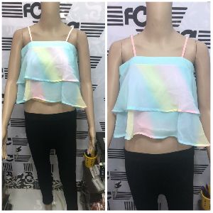 Chiffon Plain Girls Casual Tops, Size : M