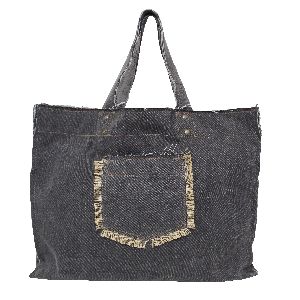 14 Oz Washed Denim Tote Bag With Metal Repeat Inforced Handle