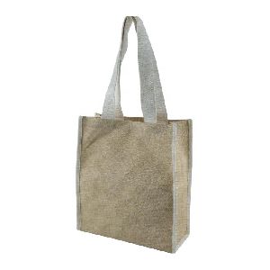 Cotton Web Handle PP Laminated Jute Shopping Bag