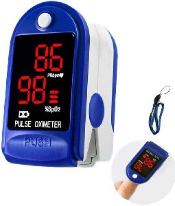 FL400 Pulse Oximeter with Carrying Case, Batteries, Neck Wrist Cord (Blue)