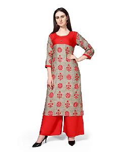 Rayon Slub Kurti with Palazzo Set