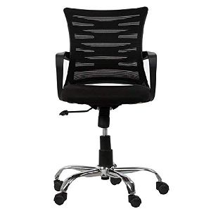 Rio Chrome (Black) Students Study Chair for Home or Office with Height Adjustment and Back Support