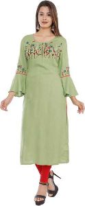 Ethnic Women's Green Rayon Kurta