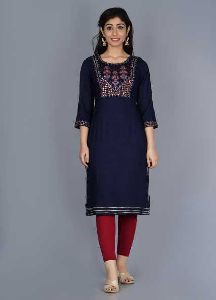 NIT-558 Women Blue Rayon Kurta