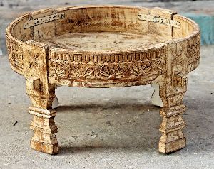 Indian Handmade Antique Wooden Chakki Table