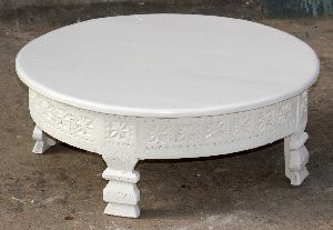 White Deco Wooden Chakki Table