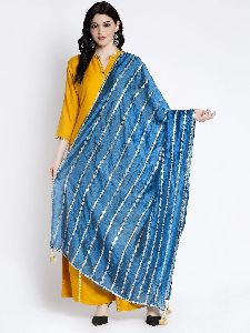 Aqua Blue Gotta Patti Silk Dupatta