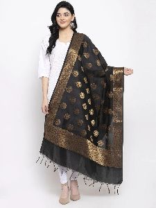 Black & Gold Banarsi Silk Dupatta