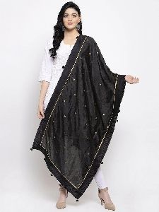 Black Polka Dot Silk Dupatta