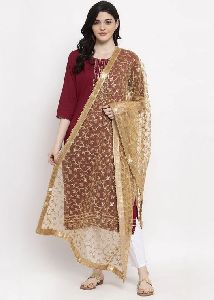 Golden Embellished Net Dupatta