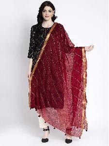 Maroon Kota Cotton Dupatta