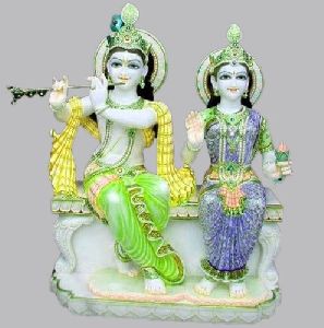 Carved Marble Radha Krishna Statue