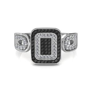 0.60 Ct. Black And White Diamond Wedding Ring In 14k White Gold