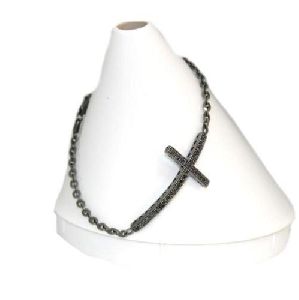 0.70 ct. Black Diamond Unisex Cross Design Bracelet In 14k Gold For Christmas Gift