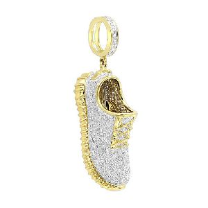 1.13 Ct. White Diamond Shoe Pendant For Men\'s In 14k Yellow Gold