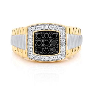 3.00 Ct. Black And White Diamond Ring In 14k Yellow Gold For Men's