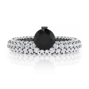 3.00 Ct. Black And White Diamond Ring In 14k White Gold For Women\'s