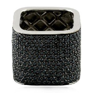 3.86 Ct. Black Diamond Band Ring With 925 Sterling Silver
