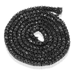 35 Ct. Natural Black Diamond Hip Hop Style Chain For Mens