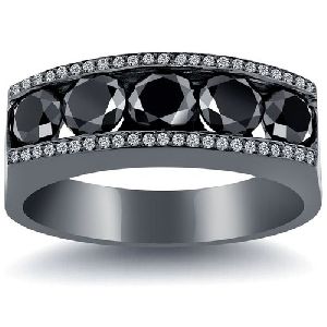 4.00 Ct Black and White Diamonds Wedding Band In 14k Gold For Men's