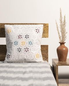 Handmade Applique Organdy Cotton Cushion Cover