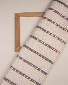 Off-White Stripes Dyeable Lurex Cotton Fabric
