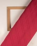 Red Geometric Pin-Tucks Loom Textured Cotton Fabric