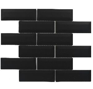 Brick Offset Matt Black Mosaic Tiles