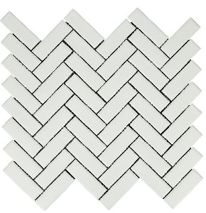 Herring Bone Matt White Mosaic Tiles