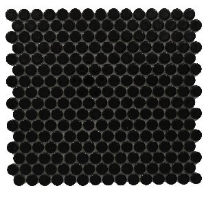 Penny Rounds Glossy Black Mosaic Tiles