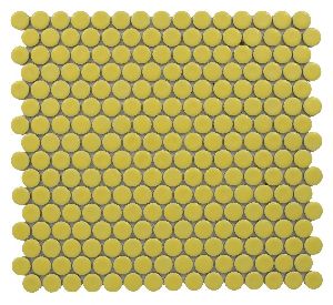 Penny Rounds Glossy Yellow Mosaic Tiles