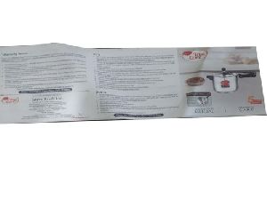 Warranty Cooker Paper Sticker