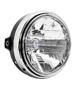 Round Polished Glass Two Wheeler Headlight Assembly, Certification : CE Certified