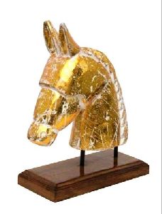 Antique Horse Head Wooden Statue