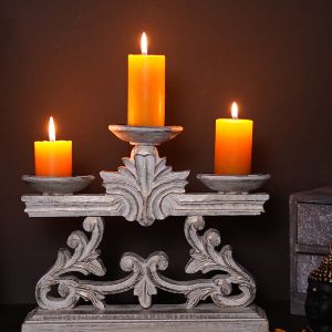 Wooden Distressed Candle Stand