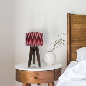 Wooden Ikat Print Tripod Table Lamp