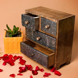Wooden Metal Leaf Storage Box