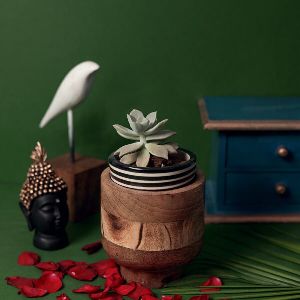 Wooden Small Vase with Stand