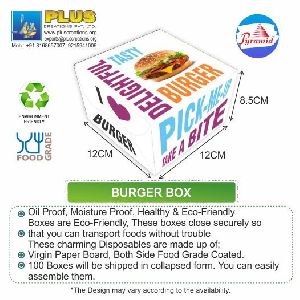 PYRAMID Burger Box, Pack of 100 PCS, 12 cm X 12 CMX 9 cm Size, White, Modern & Stylish Attractive Design, Durable & Strong, Ea