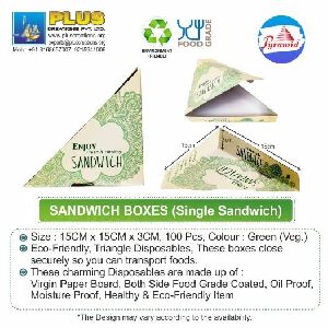 Pyramid Healthy and Eco-Friendly Food Grade Coated, Oil Proof, Moisture-Proof, Microwaveable Boxes for 1 Sandwich (Green, 15 x 15 x 3 cm) -100