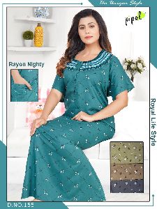 Ladies Rayon Embroidery Nighty