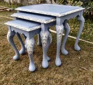 Wooden Carved Nesting Table