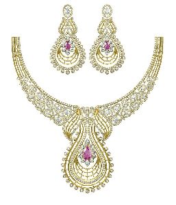 Stylish Diamond Necklace Set