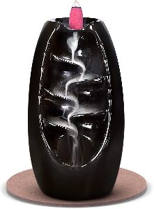 Polyresin Black Waterfall Backflow Incense Holder